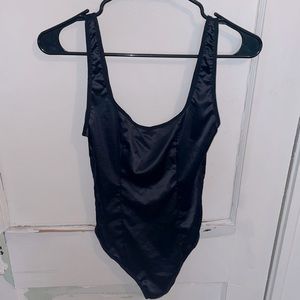 NWOT black silky free people vegan silk bodysuit